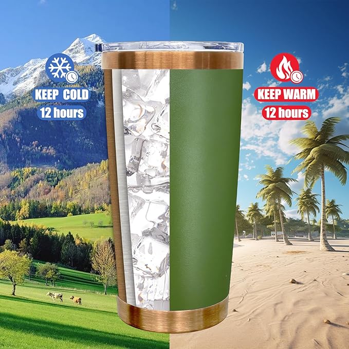 20 oz Tumbler Stainless Steel Tumbler with Lid and Straw, Double Wall Vacuum Insulated Travel Coffee Mug for Laser Engrave, Powder Coated Cup for Hot and Cold Drinks (Army Green,1 pack)