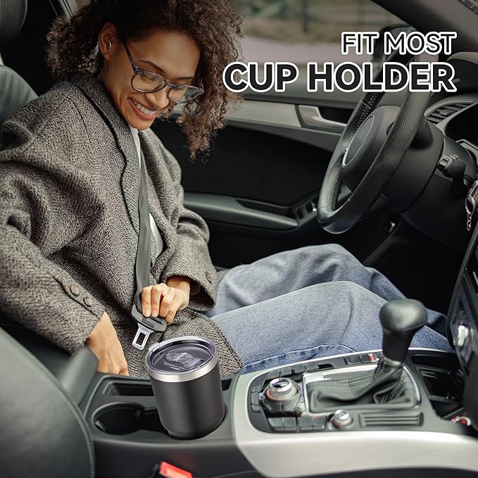 30 oz Tumbler with Lid Stainless Steel Tumblers Vacuum Insulated Cup Reusable Powder Coated Travel Mug Double Wall Leak Proof Portable Cups Keep Cold Drinks for 12 Hours, Black, 1 Pack