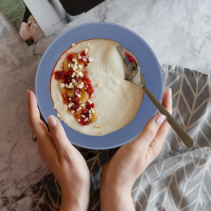 Wrova Wheat Straw Bowl Sets,6 PCS Unbreakable Cereal Bowl 50 OZ,Microwave and Dishwasher Safe Bowls,Super Big Bowl Sets BPA Free for Serving Cereal,Oatmeal and Salad (Sky Blue)