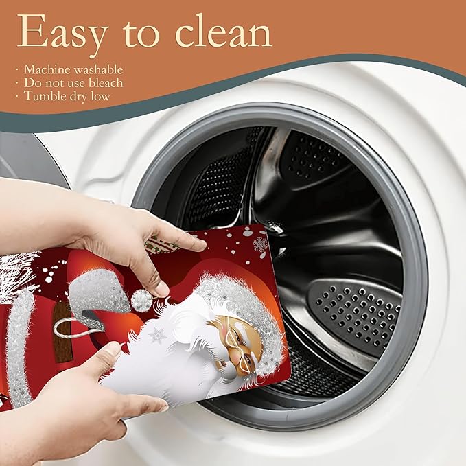 Christmas Santa Claus Dish Drying Mats 18x24 Inch,Christmas Snowflakes Dish Pad Drying Rack Mat for Kitchen Counter Ultra Absorbent Microfiber Dishware Coffee Maker Bar Countertop Decor