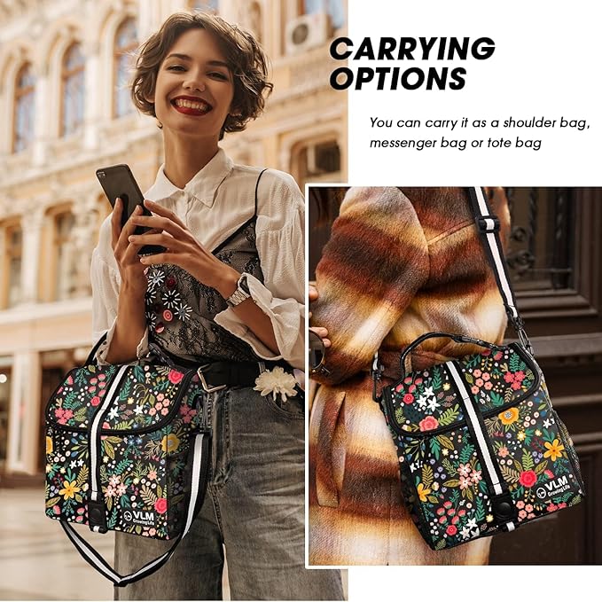 VLM Lunch Box for Women, Insulated Lunch Bag Women with Adjustable Shoulder Strap, Cute Lunch Tote Bag for Work,Picnic,Camping
