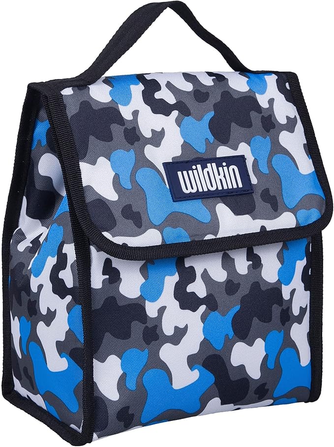 Wildkin Kids Insulated Lunch Bag – Reusable, Ideal for Hot/Cold Snacks, School & Travel - Blue Camo