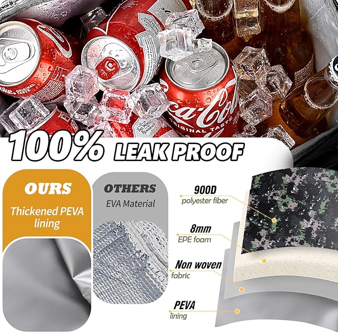 Tactical Lunch Box for Men, Expandable Heavy Duty Double Deck Tactical Lunch Bag with Shoulder Strap, Leakproof & Insulated Lunch Cooler Bag for Adult Work Picnic Travel,20L (Black Camo)