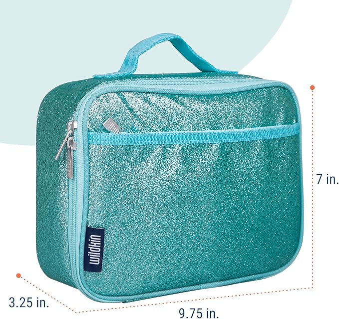 Wildkin Kids Insulated Lunch Box – Durable and Reusable for School & Travel - Blue Glitter
