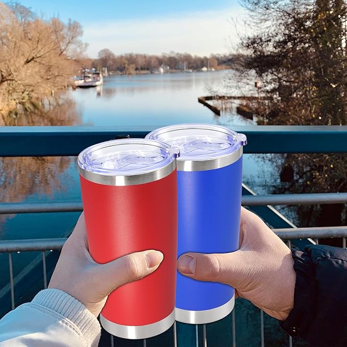 20oz Tumbler Bulk Stainless Steel Tumbler Cup with Lid Vacuum Insulated Double Wall Travel Mug, Durable Powder Coated Travel Coffee Tumbler Mug for Hot & Cold Drinks, Dark Blue,12 Pack