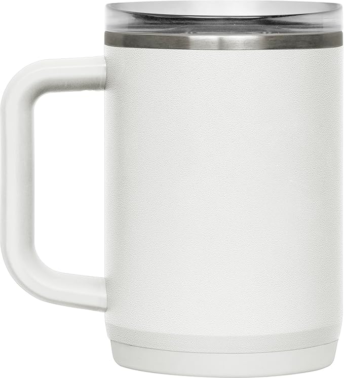 CamelBak Thrive Leak-Proof 16 oz Mug, Insulated Stainless Steel - For travel, coffee, tea, hot beverages - Spill Proof - Cup-holder Compatible, White