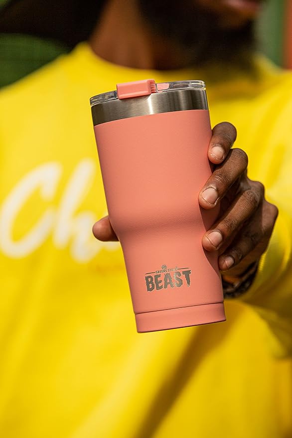 Beast 30 oz Tumbler Stainless Steel Vacuum Insulated Coffee Ice Cup Double Wall Travel Flask (Blossom Pink)