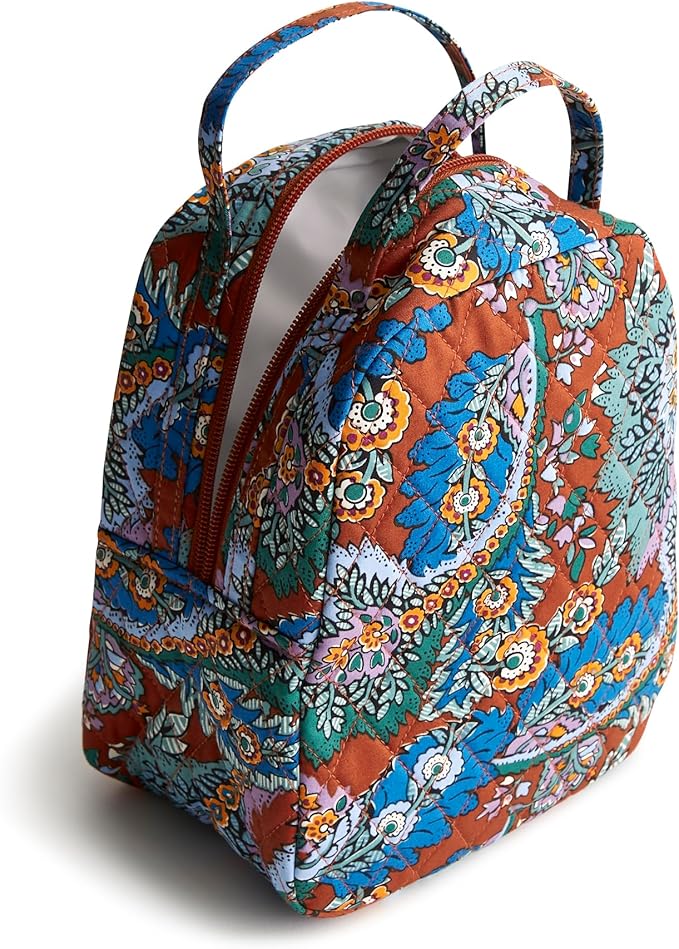 Vera Bradley Premium Cotton Lunch Bag, Flowers + Feathers