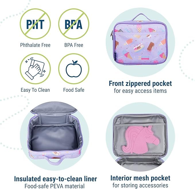 Wildkin Kids Insulated Lunch Box – Durable and Reusable for School & Travel - Sweet Dreams
