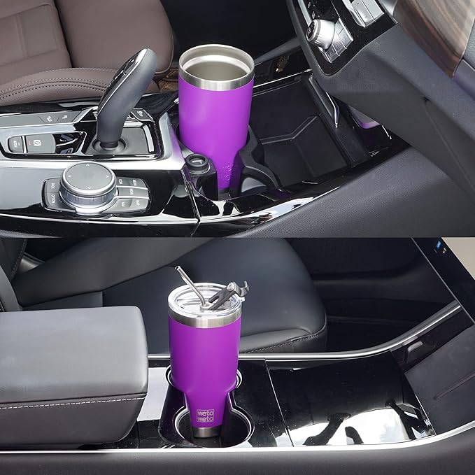 WETOWETO 20oz Tumbler with 2 lids and 2 straws, Stainless Steel Vacuum Insulated Water Coffee Tumbler Cup, Double Wall Powder Coated Spill-Proof Travel Mug Thermal Cup (Purple, 1 Pack)