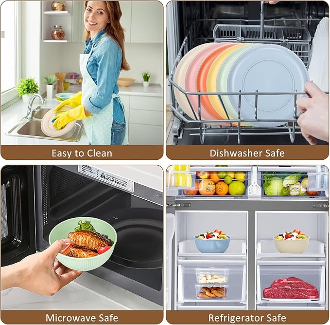 18PCS Wheat Straw Dinnerware Sets Unbreakable Reusable Dinnerware Set for 6, Microwave Dishwasher Safe Dinnerware Dinner Outdoor Camping Dishes