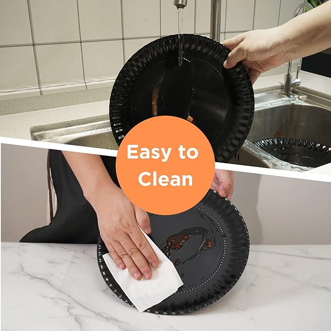 TP 6-Piece Melamine Plates Set, 10.5-Inch Reusable Dinner Plates for Picnic, Party, BBQ & Camping, Dishwasher Safe Lightweight Tableware, Black