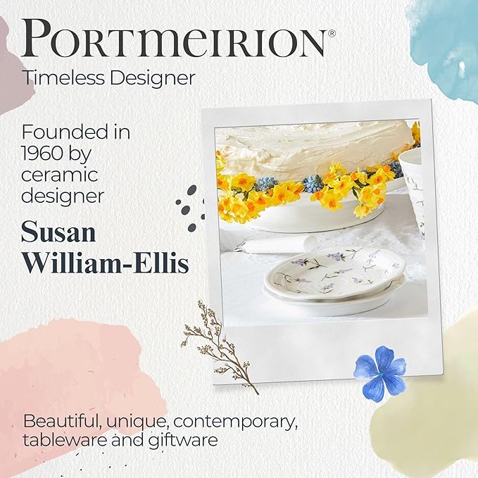 Portmeirion Sophie Conran Lavandula 6" Tea Plate - Ripple Edge with Lavender Motif - For Afternoon Tea, Brunches & Desserts - Single Floral Porcelain Dish for Cottagecore Dining & Special Occasions