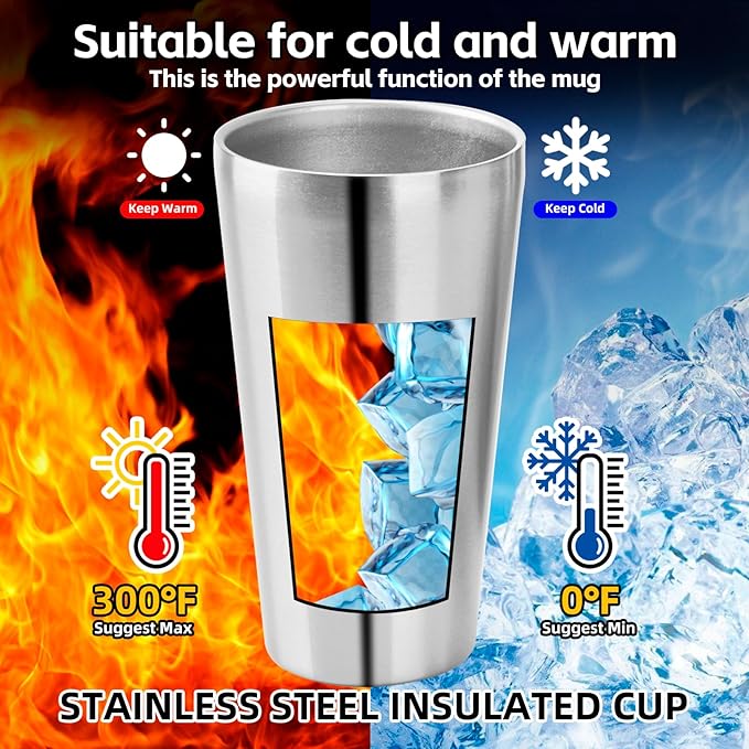 10 Pack 18.6 oz Stainless Steel Insulated Cup, Double Wall Vacuum Small Metal Cup, Reusable Camping Cups Unbreakable Indoor Outdoor for Party, Home, Office, BBQ, Sliver