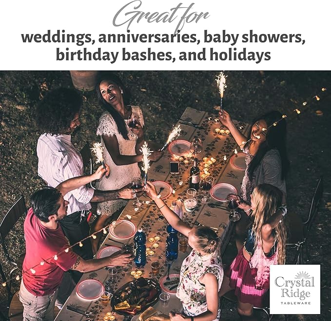 120-Piece Premium Salad Plates Set - Disposable White Plastic With Red Rim for Party and Wedding