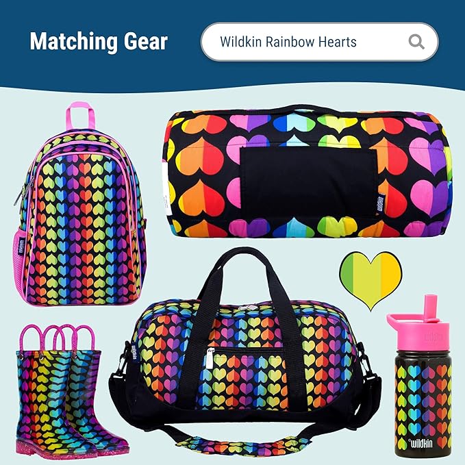 Wildkin Kids Insulated Lunch Box – Durable and Reusable for School & Travel - Rainbow Hearts