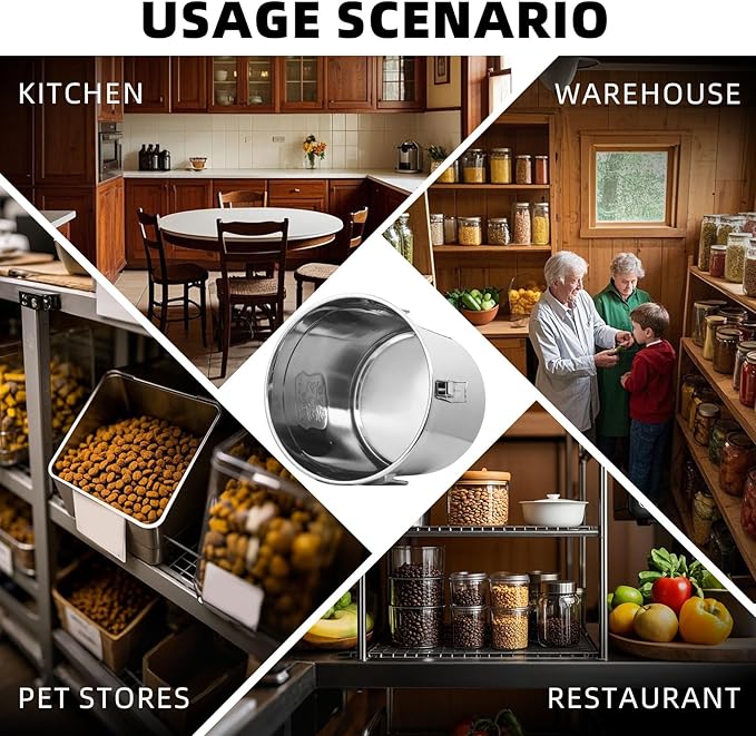 21L/5.5 Gal 304 Stainless Steel Containers with Lids 710 Oz Stainless Steel Airtight Containers with Lids and Lock Hole 304 Airtight Container for Kitchen 304 Stainless Bucket containers