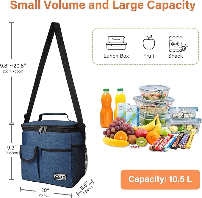 Tirrinia Insulated Large Lunch Bag for Women Men, Leakproof Lunch Box Containers for Adults, Work, School, Soft Lunchbox for Kids, Boys, Adult Cooler Bag for Picnic, Hiking,Beach
