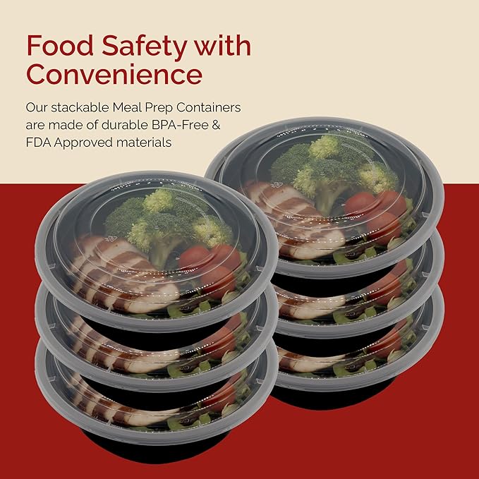 Reli. Meal Prep Container Bowls, 16 oz (25 Pack) Meal Prep Containers Reusable | Plastic Take Out Food Boxes, Microwavable Bowls with Lids | Disposable for Takeout, To Go, Leftover