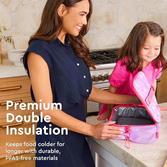 Bentgo Kids Lunch Bag - Durable, Double-Insulated Lunch Bag for Kids 3+; Holds Lunch Box, Water Bottle, & Snacks; Easy-Clean Water-Resistant Fabric & Multiple Zippered Pockets (Fairies)