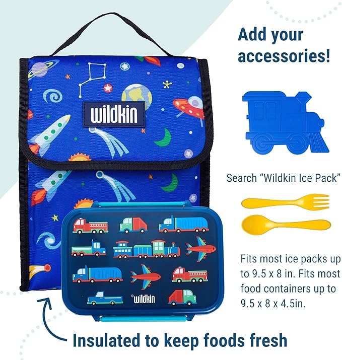 Wildkin Kids Insulated Lunch Bag – Reusable, Ideal for Hot/Cold Snacks, School & Travel - Out of this World