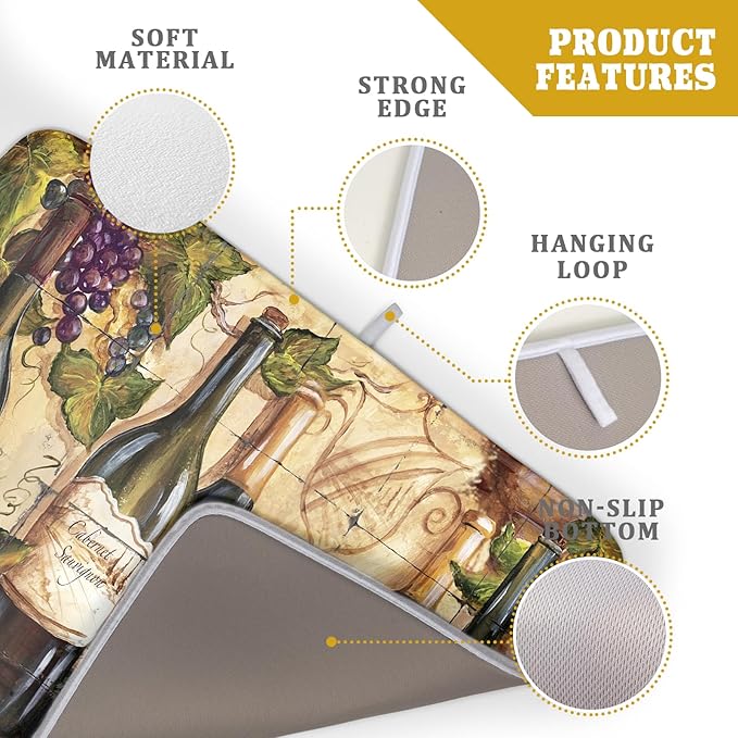 Absorbent Dish Drying Mat for Kitchen Counter 18x24 Inch Wine Dish Drying Mat Microfiber Red Wine Glass Dish Mat Drainer Rack Mats Fast Dry Bottles Dish Dry Pad Protector Kitchen Accessories