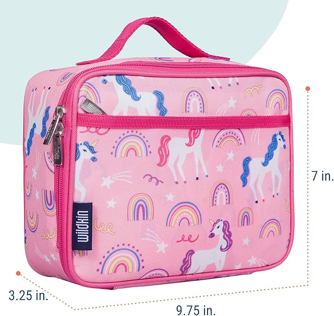 Wildkin Kids Insulated Lunch Box – Durable and Reusable for School & Travel - Rainbow Unicorn