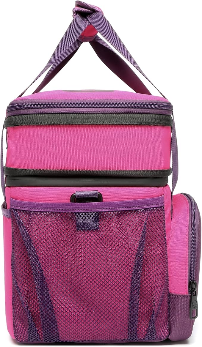 SUNNY BIRD Dual Compartment Lunch Bag, 13L Insulated Adult Lunch Box for Work (Purple)