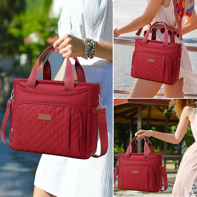 AIJIEKE Insulated Lunch Bag for Women, Lunch Box, Lunch Tote for Work, Large Leak Proof Cooler Bag with Removable Strap, Reusable Adult Lunchbag, Picnic, Office, Beach, Red