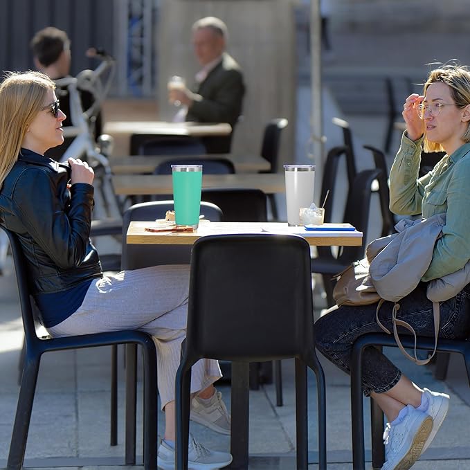 20 oz Tumbler Coffee Tavel Tumblers Bulk with Lid Stainless Steel Double Wall Vacuum Insulated Mug Powder Coated Cups fit Car Cupholder for Hot and Cold - Light Blue, 12Pack