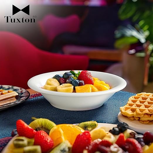 Tuxton China ALD-046 Fruit Dish, 4 oz., 4-3/4" Dia., Round, Microwave & Dishwasher Safe, Oven Proof, Fully vitrified, Lead-Free, TuxCare, Healthcare, Alaska/Colorado, Porcelain White, Case of 36