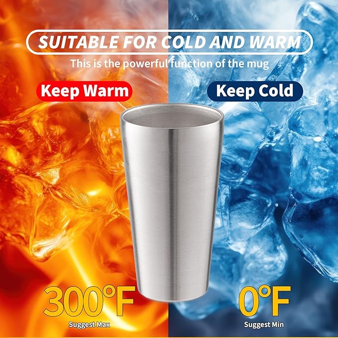 12 Pack 18.6 oz Stainless Steel Insulated Cup, Double Wall Vacuum Metal Cup, Reusable Camping Cups Unbreakable Indoor Outdoor for Party, Home, Office, BBQ, Silver