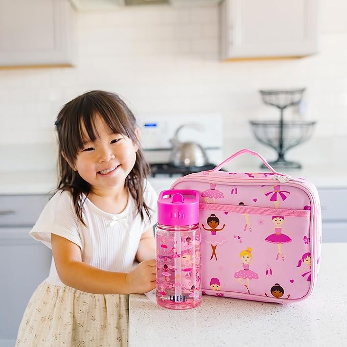 Wildkin Kids Insulated Lunch Box – Durable and Reusable for School & Travel - Ballerina