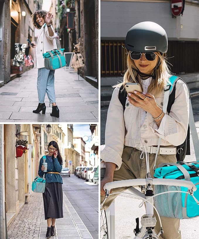 SUNNY BIRD Dual Compartment Lunch Bag Insulated Lunch Box for Women and Men (Aqua Blue 01)