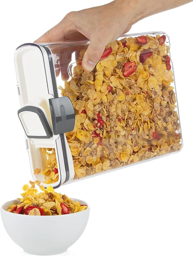 ProKeeper+ 9-Piece Airtight Food Storage Container Set – Clear Plastic Flour and Sugar Canister Set with Magnetic Accessories for Kitchen Organization (Grey, 9-Piece)