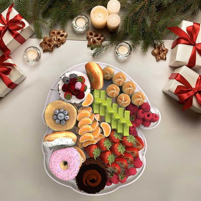 11" Christmas Santa Charcuterie Boards, Acrylic Reusable Serving Tray for Dessert Appetizer Display, Cute Decorative Snack Platter for Xmas Party Table Decoration