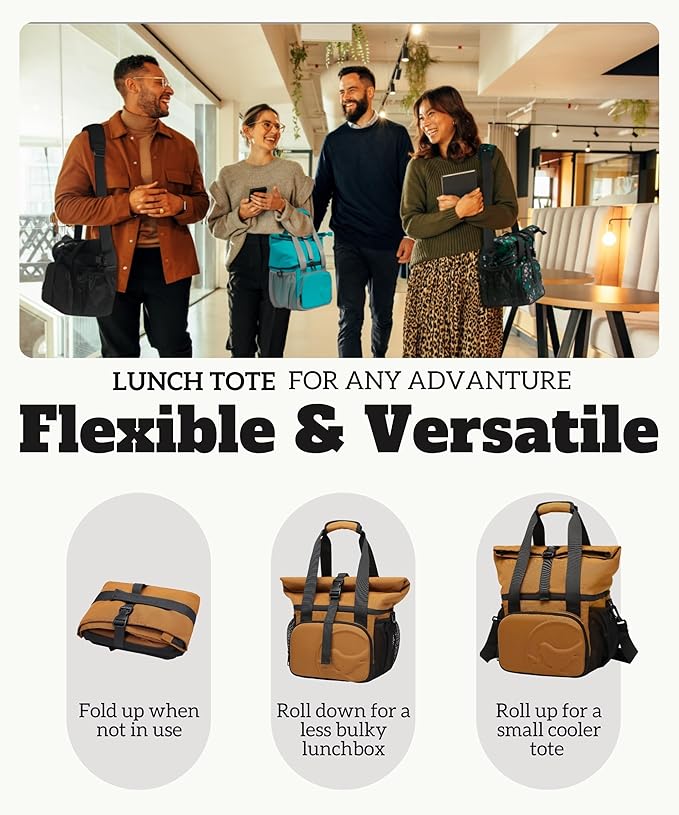 SUNNY BIRD Dual Compartment Lunch Bag Insulated Lunch Box for Women and Men (Brown)