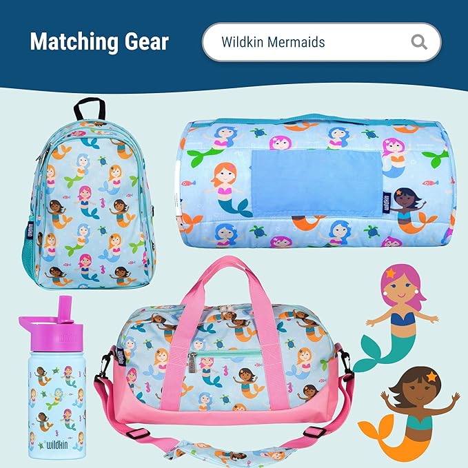 Wildkin Kids Insulated Lunch Box – Durable and Reusable for School & Travel - Mermaids