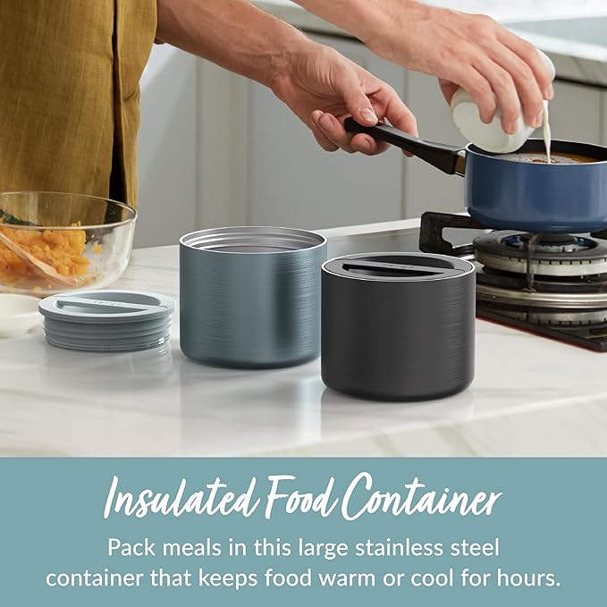 Bentgo Stainless Insulated Food Container - 2.4 Cups (19 oz), Triple-Layer Insulation, Vacuum Seal, Leak-Proof, Built-In Handle, Wide Opening, Premium Stainless Steel, for Cool/Warm Foods (Aqua)