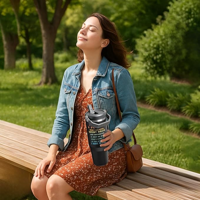 Funny 30oz Tumbler – “I Came. I Saw. I Forgot.” Stainless Steel Insulated Travel Mug – Humorous Gift for Coworkers, Friends, Men & Women – Coffee Cup with Handle Lid