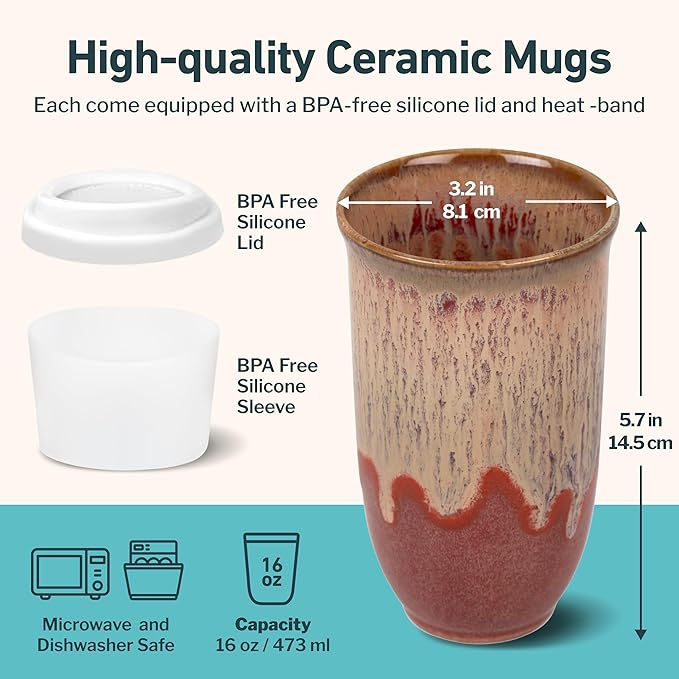 Travel Coffee Cup– Travel Coffee Tumbler – On the Go Coffee Mug – Microwave & Dishwasher Safe Green CoffeeTumbler - Gifts For Women Men Him Her – 16oz – Jupiter