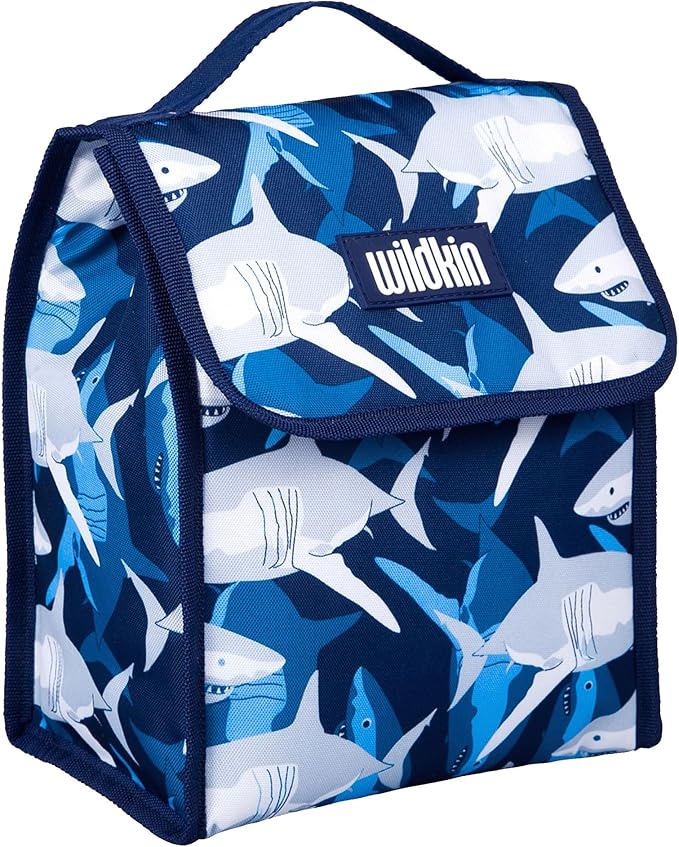 Wildkin Kids Insulated Lunch Bag – Reusable, Ideal for Hot/Cold Snacks, School & Travel - Sharks