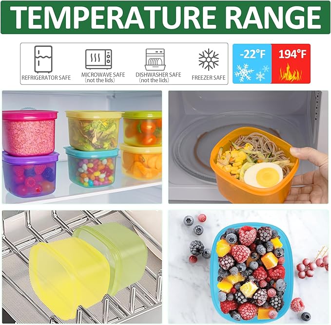 7-Piece Meal Prep Containers — 3.75-Cup Reusable Airtight Plastic Food Storage Containers with Lids, BPA-Free, Microwave/Freezer/Fridge Safe, Stackable Lunch & Leftovers Organizer(500ml)