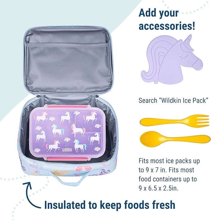Wildkin Kids Insulated Lunch Box – Durable and Reusable for School & Travel - Butterfly Garden