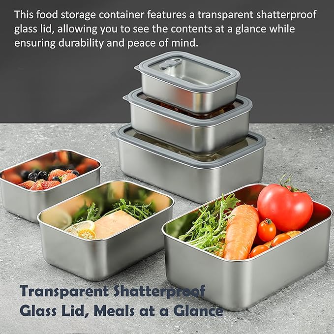 Stainless steel food storage containers leak proof & airtight lids for Kitchen,stainless steel bowl,meal prep lunch box,freezer and microwave safe (Blue)
