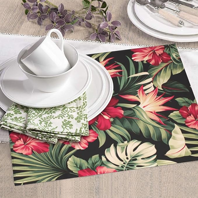 Red Flowers Dish Drying Mats for Kitchen Counter, Blossom Floral Large Mat Dishes Microfiber Diatom Mud Rack Drainer Pad Washable Absorbent Dry 18×24 Inch Coffee Bar Decor Coffee Station Accessories