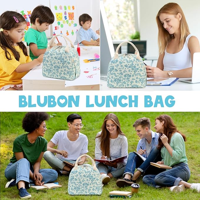 Bluboon Lunch Bag for Women Men Cute Corduroy Lunch Tote Bags Reusable Insulated Lunch Box Large Capacity Reusable Insulated Cooler for Work Picnic or Travel