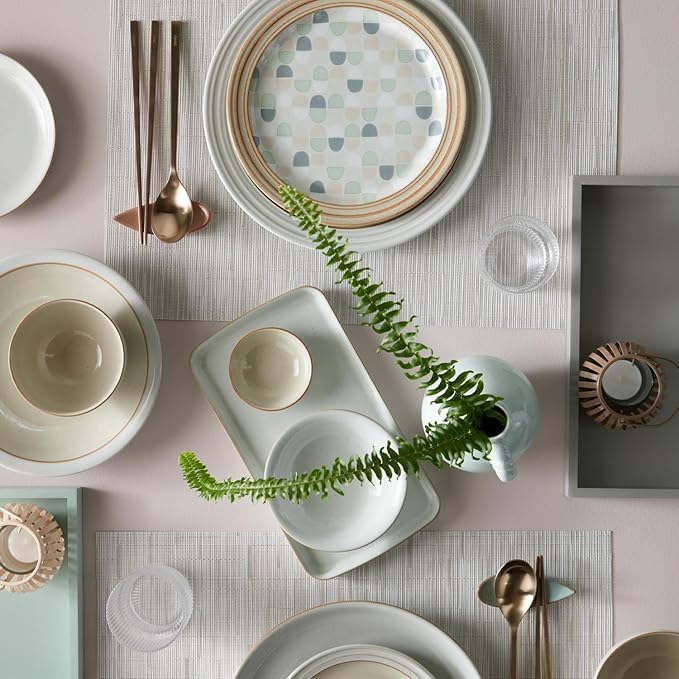 Denby - Heritage Atrium Dinner Set For 4-12 Piece Natural Ceramic Stoneware Tableware Set - Dishwasher & Microwave Safe - Scratch Resistant - 4 x Dinnerware Plates, Side Plates & Bowls For Everyday