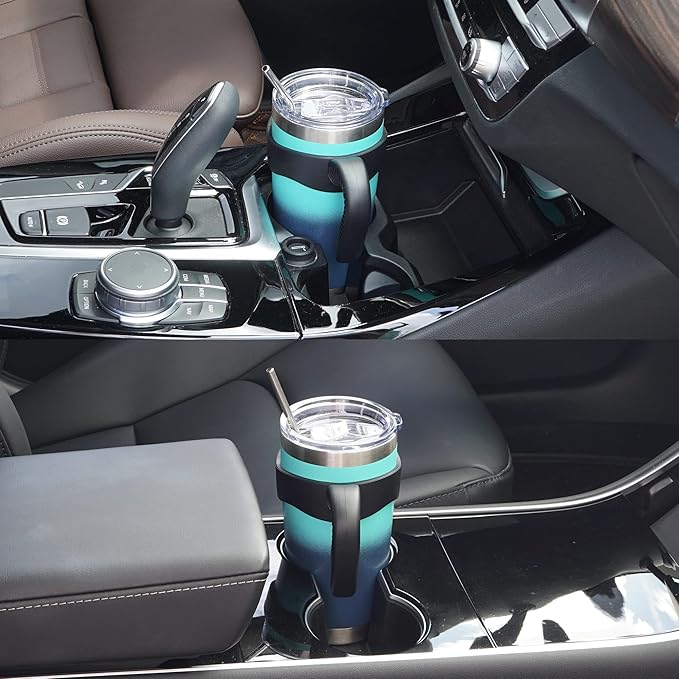 WETOWETO 20oz Insulated Stainless Steel Tumbler, Coffee Mug with 2 Lids and 2 Straws, Vacuum Sealed, Leak-Proof for Travel (Green-Blue Gradient, 1 Pack)