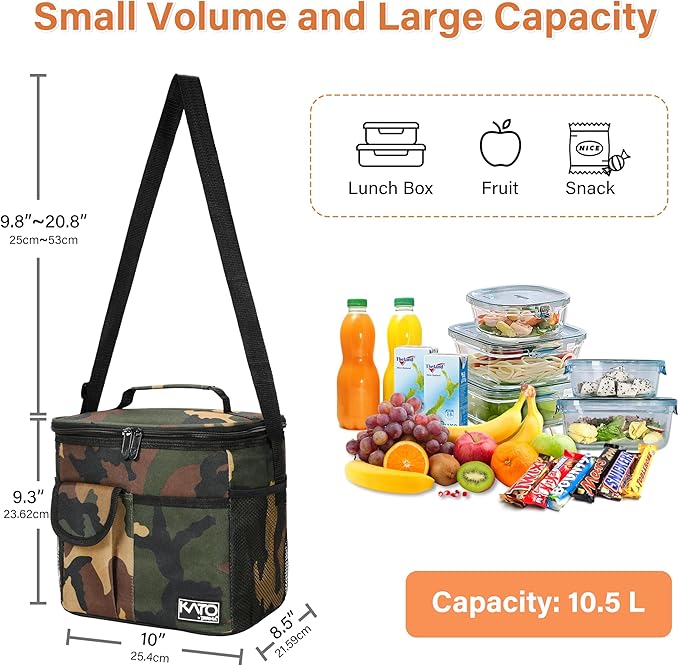 Tirrinia Insulated Large Lunch Bag for Women Men, Leakproof Lunch Box Containers for Adults, Work, School, Soft Lunchbox for Kids, Boys, Adult Cooler Bag for Picnic, Hiking,Beach